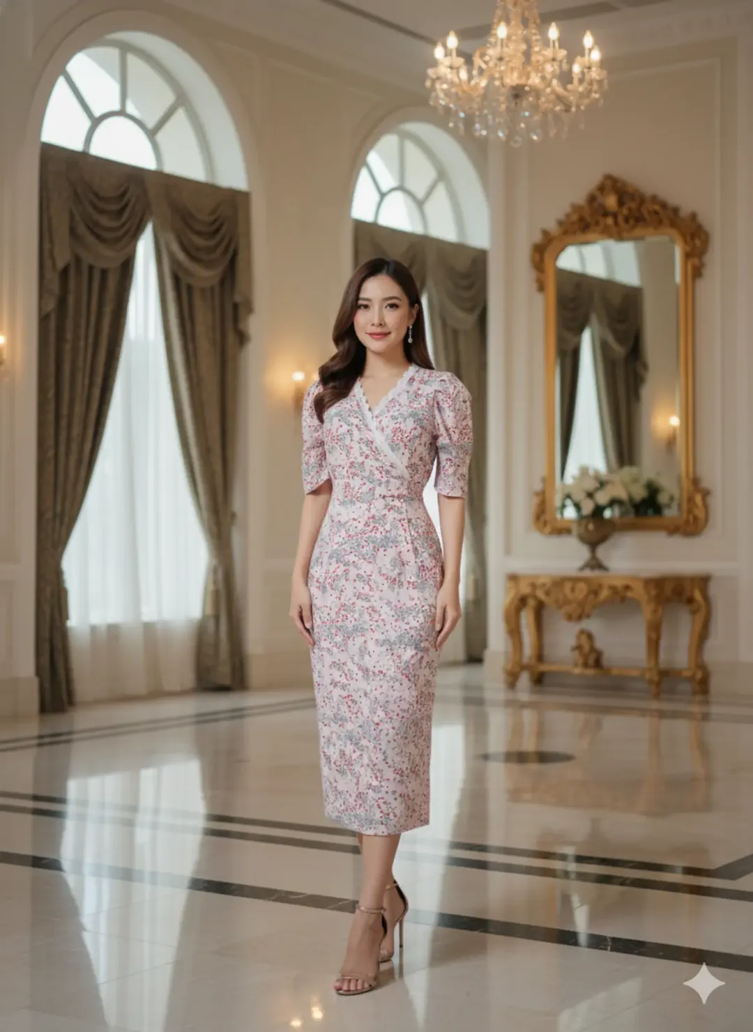 Vestido floral tono rosa