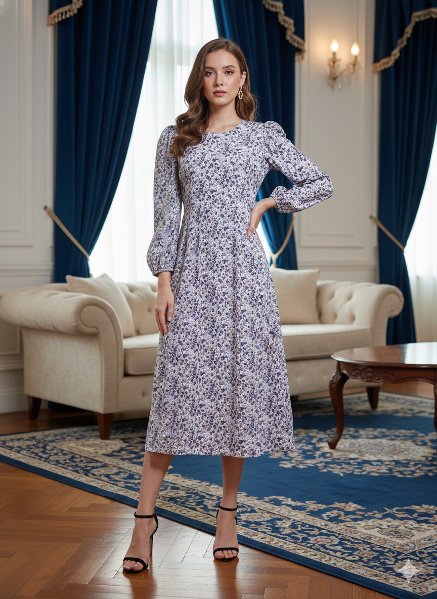 Vestido floral tonos lavanda