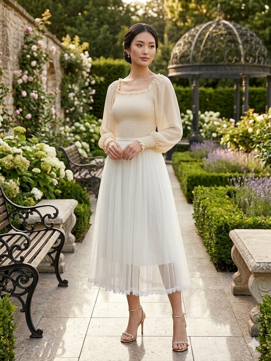 Falda tull color Marfil