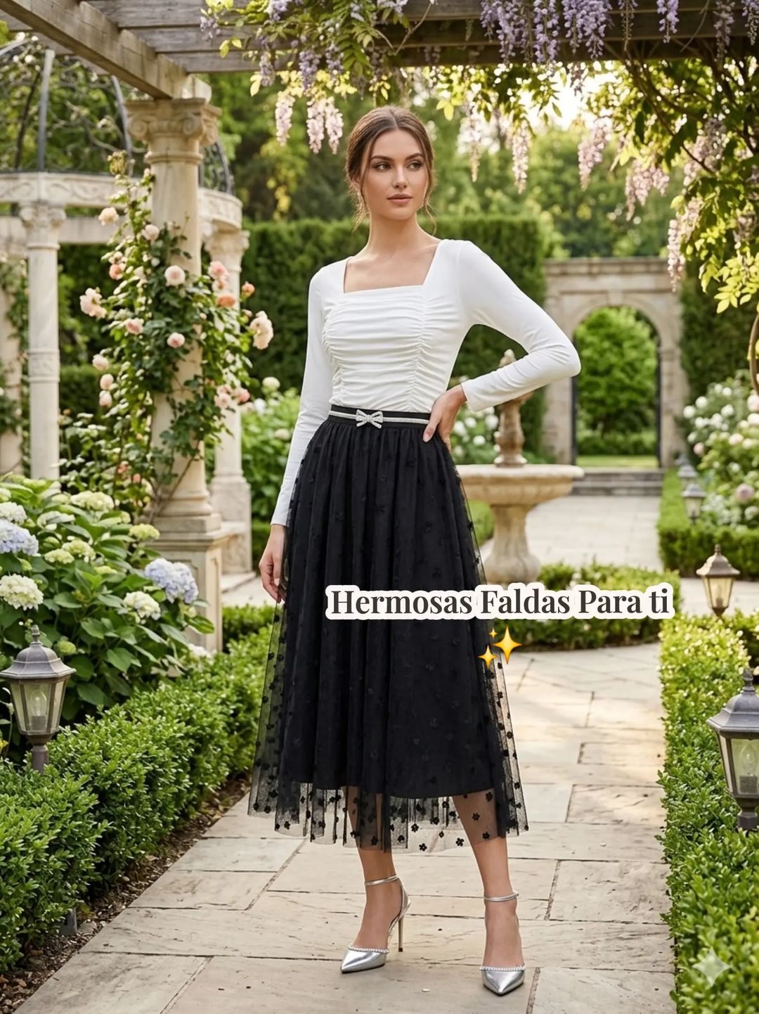 Falda tull con diseño